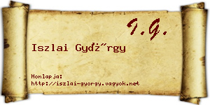 Iszlai György névjegykártya